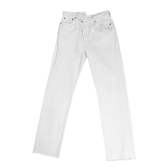 AGOLDE Criss Cross High Rise Straight Leg White Jeans Half Back Waistband Sz 28 - Picture 3 of 14